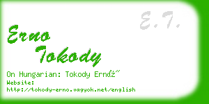 erno tokody business card